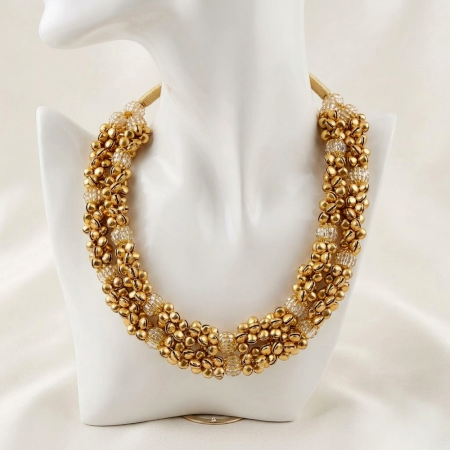 Handcrafted Jewelry Golden Ghungroo Beaded Necklace